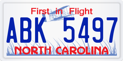 NC license plate ABK5497