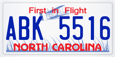 NC license plate ABK5516