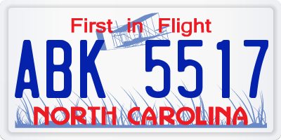 NC license plate ABK5517