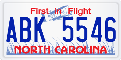 NC license plate ABK5546