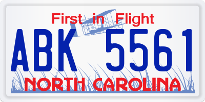 NC license plate ABK5561