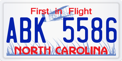 NC license plate ABK5586