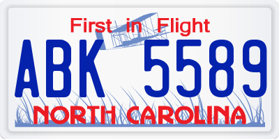 NC license plate ABK5589