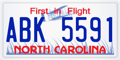 NC license plate ABK5591