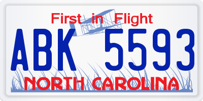 NC license plate ABK5593