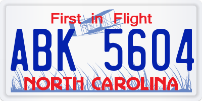 NC license plate ABK5604