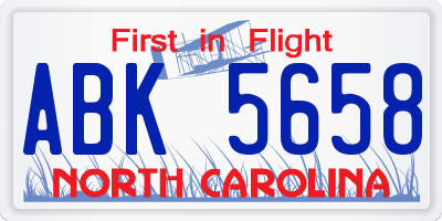 NC license plate ABK5658
