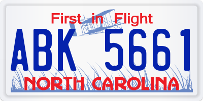 NC license plate ABK5661