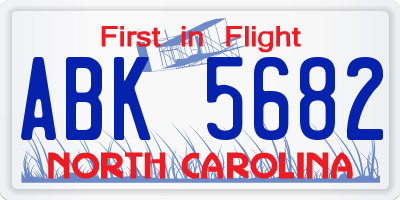 NC license plate ABK5682