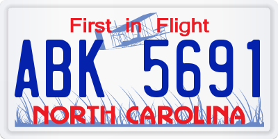 NC license plate ABK5691