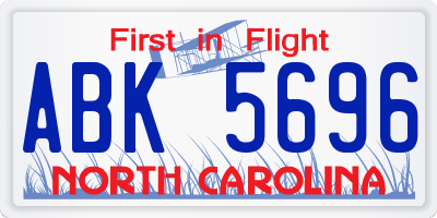 NC license plate ABK5696