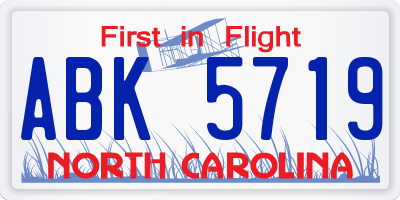 NC license plate ABK5719