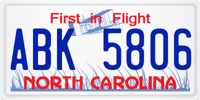 NC license plate ABK5806