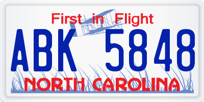 NC license plate ABK5848