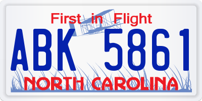 NC license plate ABK5861