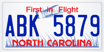 NC license plate ABK5879