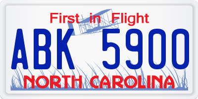 NC license plate ABK5900