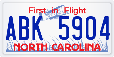 NC license plate ABK5904