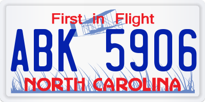 NC license plate ABK5906