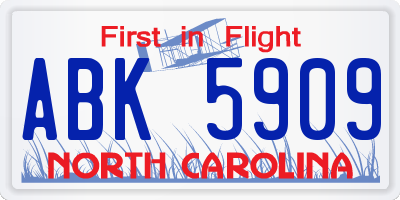 NC license plate ABK5909