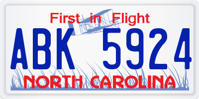 NC license plate ABK5924