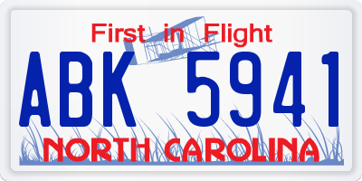 NC license plate ABK5941