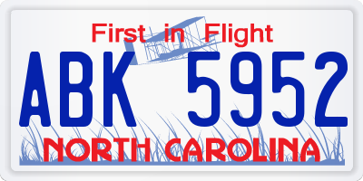 NC license plate ABK5952