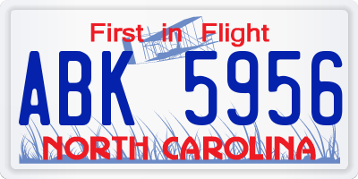NC license plate ABK5956