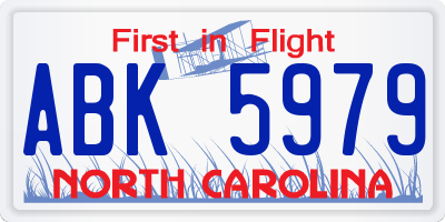 NC license plate ABK5979