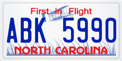 NC license plate ABK5990