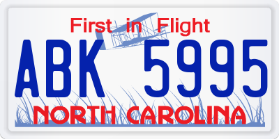 NC license plate ABK5995