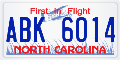 NC license plate ABK6014