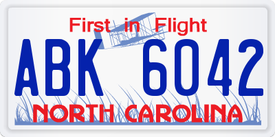 NC license plate ABK6042