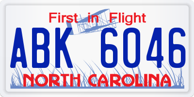NC license plate ABK6046