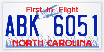 NC license plate ABK6051