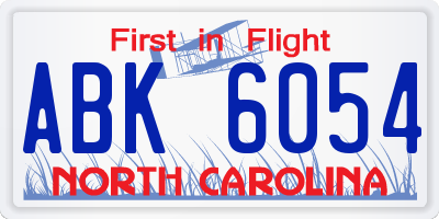 NC license plate ABK6054