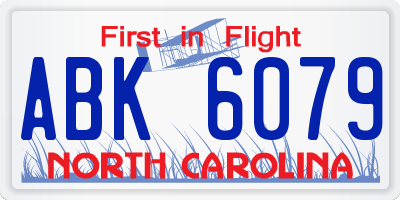NC license plate ABK6079