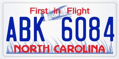 NC license plate ABK6084