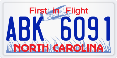 NC license plate ABK6091