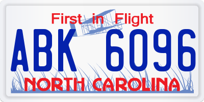 NC license plate ABK6096