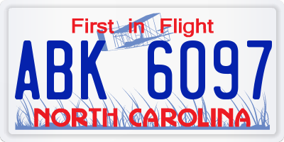 NC license plate ABK6097