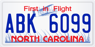 NC license plate ABK6099