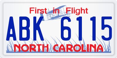 NC license plate ABK6115