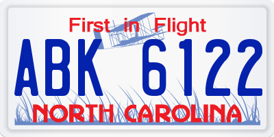 NC license plate ABK6122