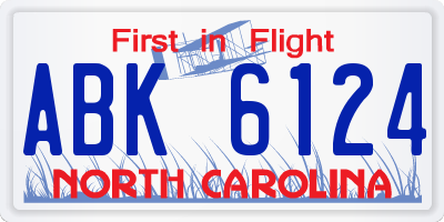 NC license plate ABK6124