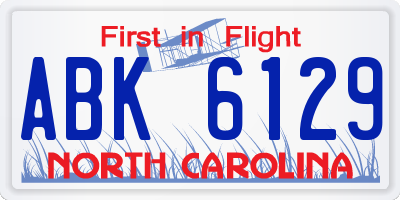NC license plate ABK6129