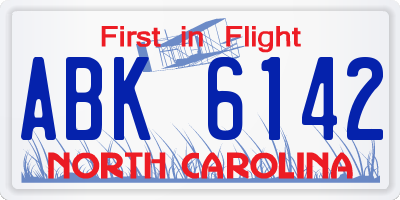 NC license plate ABK6142