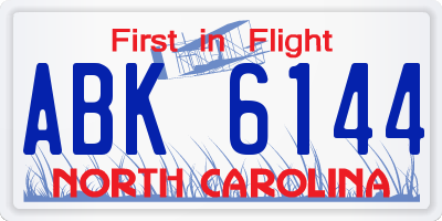 NC license plate ABK6144