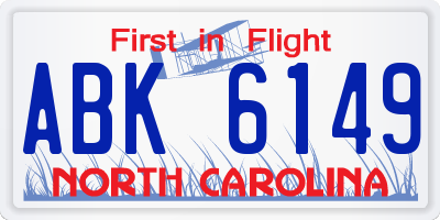 NC license plate ABK6149
