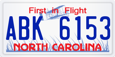 NC license plate ABK6153
